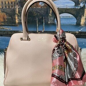 Elegant Pink Handbag with Scarf